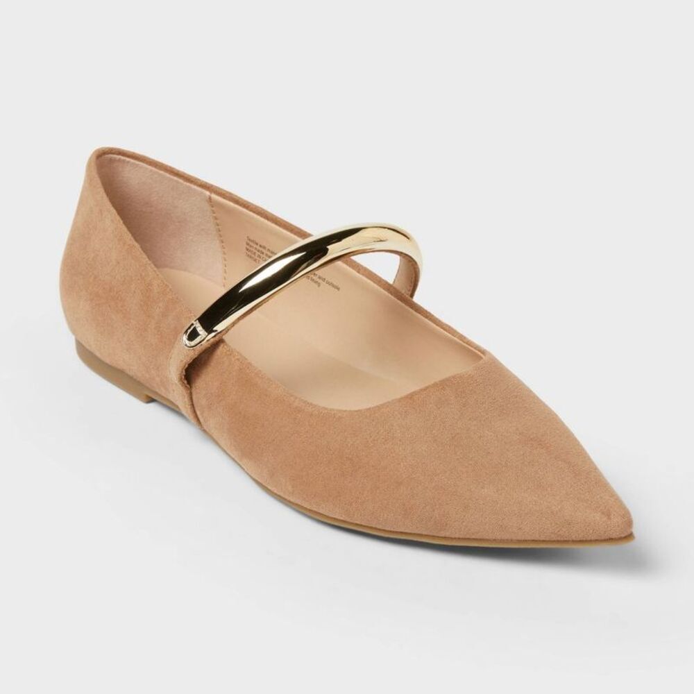 Open Box - A New Day - Women’s Cassidee Metal Mary Jane Flats with Memory Beige